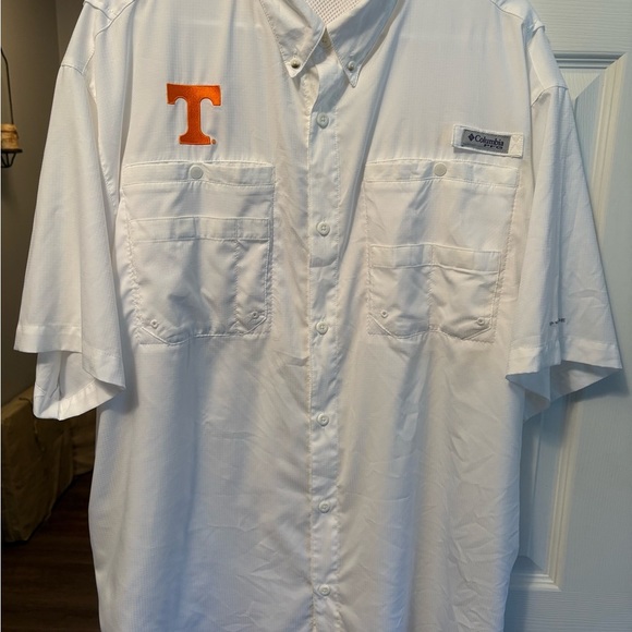 Columbia Other - Columbia PFG White with Orange Power Tennessee T Casual Button Down Shirt